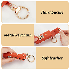 3Pcs 3 Colors PU Leather & Plastic Pearl & Rhinestone Lipstick Holder Keychains&nbsp;AJEW-GO0001-84