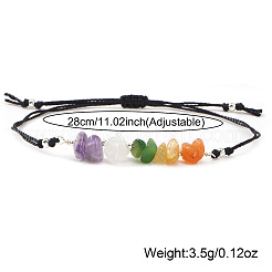 Natural Mixed Gemstone Chips & Brass Beads Link Bracelets&nbsp;CL3934-1