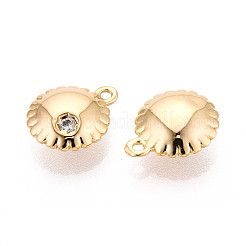 Brass Micro Pave Clear Cubic Zirconia Pendants&nbsp;KK-T078-13G