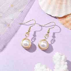 Natural Cultured Freshwater Pearl with Eco-Friendly Copper Wire Dangle Earrings&nbsp;EJEW-JE05737