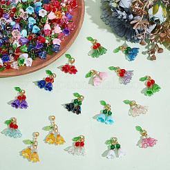 128Pcs 16 Colors Glass Pearl & Acrylic Pendants&nbsp;PALLOY-AR00018