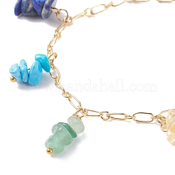 Natural & Synthetic Mixed Gemstone Chips Charm Bracelet and Necklace&nbsp;SJEW-JS01234