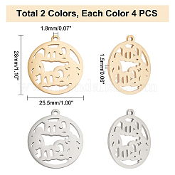 8Pcs 2 Colors 304 Stainless Steel Pendants&nbsp;STAS-UN0031-87