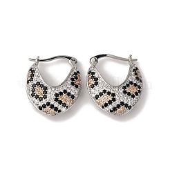 Brass Micro Pave Cubic Zirconia V-Shaped Hoop Earrings&nbsp;EJEW-H165-06P