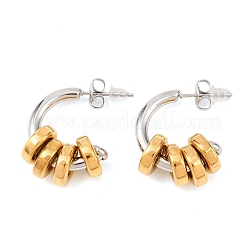 304 Stainless Steel Two Tone C-Shaped Stud Earrings&nbsp;EJEW-K268-78GP