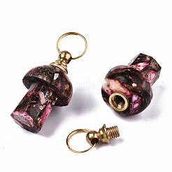 Assembled Synthetic Bronzite and Imperial Jasper Openable Perfume Bottle Pendants&nbsp;LS-G-S366-057C