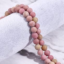 2 Strands Frosted Natural Rhodochrosite Round Bead Strands&nbsp;G-NB0003-47