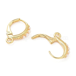 SHEGRACE Brass with Imitation Pearl Leverback Earring Findings&nbsp;XGR0069G-75G