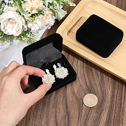 4Pcs Velvet Gift Cufflink Boxes with Hinged Lid and Black Inside&nbsp;CON-PH0003-64A