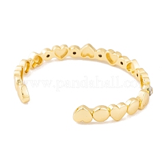 Heart Brass Pave Clear Cubic Zirconia Evil Eye Open Cuff Bangles with Enamel for Women&nbsp;BJEW-S147-06G-02