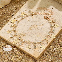 Iron Glass Flower Tassel Anklets for Women&nbsp;WGB596B-01