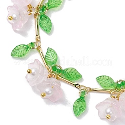 Flower Glass & Acrylic Charm Bracelets&nbsp;BJEW-JB10443-04