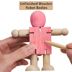 Unfinished Blank Wooden Robot Toys&nbsp;AJEW-GF0001-15