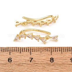 Brass Pave Cubic Zirconia Stud Crawler Earrings&nbsp;KK-CBAA351-21G-01