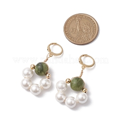 Shell Pearl & Taiwan Jade Leverback Earrings&nbsp;EJEW-JE05927-02