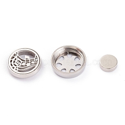 304 Stainless Steel Magnetic Diffuser Locket Aromatherapy Essential Oil Buckle&nbsp;AJEW-M027-08P