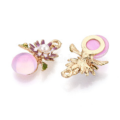 Rack Plating Alloy Enamel and ABS Imitation Pearl and Glass Pendants&nbsp;ENAM-T091-67B