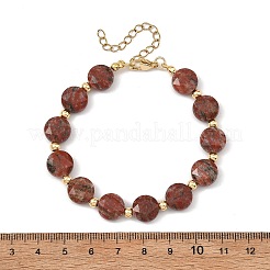 Natural Sesame Jasper & Brass Spacer Beads Beaded Bracelets for Women&nbsp;BJEW-JB14112-04