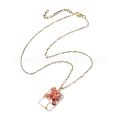 Natural mixed Gemstone with Brass Pendant Necklaces&nbsp;NJEW-JN04678