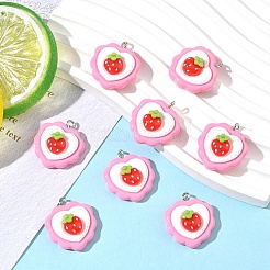 15Pcs Strawberry Charms with Platinum Plated Iron Loops&nbsp;RESI-YW0005-04