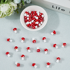 50Pcs Mushroom Handmade Lampwork Beads Strands&nbsp;LAMP-LT0001-06B