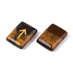 25Pcs Rectangle Natural Tiger Eye Rune Stones with Elder Futhark Alphabet Engraved&nbsp;G-T142-35