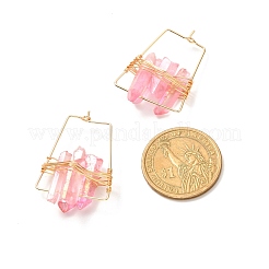 Electroplated Natural Quartz Wire Wrapped Earrings for Girl Women&nbsp;EJEW-JE04645-01