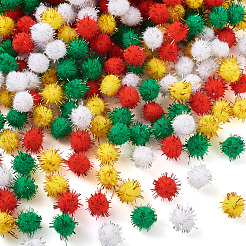 400Pcs 4 Colors Christmas Handmade DIY Doll Craft Pom Pom Yarn Pom Pom Balls&nbsp;AJEW-TA0003-32