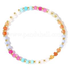 Bohemian Style Natural Aquamarine & Flower Amazonite & Ruby & Amazonite & Rose Quartz & Aventurine Column Beads Stretch Bracelets for Women&nbsp;QH3798