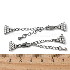 Brass Micro Pave Cubic Zirconia Chain Extender with Glass&nbsp;KK-U052-20B