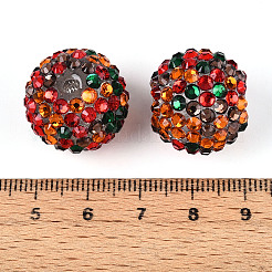 Christmas Theme Resin Rhinestone Round Beads&nbsp;OACR-N145-02