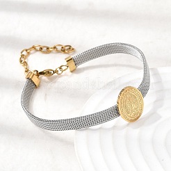 304 Stainless Steel Virgin Mary Bangles for Women&nbsp;BJEW-K295-01B-GP