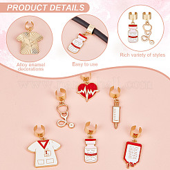 12Pcs 6 Styles Alloy Enamel Stethoscope Pendant Decorations&nbsp;HJEW-OC00068