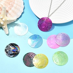 45Pcs 9 Styles Spray Painted Natural Capiz Shell Pendants&nbsp;SSHEL-YW0015-16