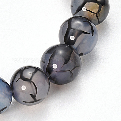 Natural Dragon Veins Agate Beaded Stretch Bracelets&nbsp;X-BJEW-Q692-02C