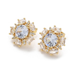 Brass Micro Pave Clear Cubic Zirconia Stud Earrings&nbsp;EJEW-C139-08G