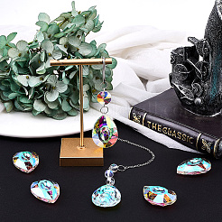 Faceted Teardrop Transparent Glass Pendants&nbsp;GLAA-SP0001-19A