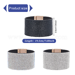 3Pcs 3 Colors Rhinestone Wide Cord Bracelets Set with Velvet Inside&nbsp;BJEW-AN0001-73