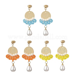 Brass Glass Seed Bead Chandelier Earrings&nbsp;EJEW-MZ00762