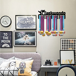Word Taekwondo Fashion Iron Medal Hanger Holder Display Wall Rack&nbsp;ODIS-WH0021-032