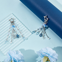 2Pcs Fish & Teardrop Plastic with Alloy Star Pendant Decorations&nbsp;KEYC-BBC0001-05