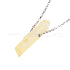Natural Quartz Crystal Nuggets Pendant Necklace with 304 Stainless Steel Cable Chains&nbsp;NJEW-JN03844