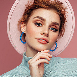 9 Pairs 9 Colors Sparkling Resin Big Hoop Earrings with Alloy Pins for Women&nbsp;EJEW-FI0002-13
