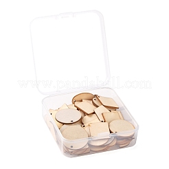 70Pcs 7 Style Unfinished Natural Poplar Wood Pendants&nbsp;WOOD-LS0001-21