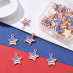 50Pcs Independence Day Light Gold Plated Alloy Enamel Pendants&nbsp;ENAM-LS0001-08LG