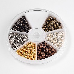 6 Color Brass Crimp Beads Covers&nbsp;KK-X0087-4mm-NF-B