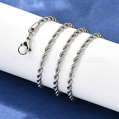 Tarnish Resistant 304 Stainless Steel Rope Chain Necklaces&nbsp;STAS-M174-014P-B