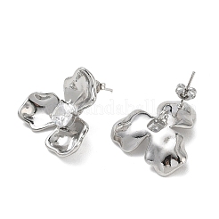 Brass Micro Pave Cubic Zirconia Stud Earrings Findings&nbsp;CU-CBA6E4E-02P