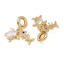 Ocean Brass Pave Clear Cubic Zirconia European Dangle Charms&nbsp;KK-H278-03G-04