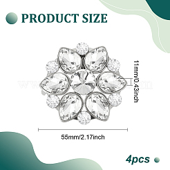 4Pcs Flower Alloy with Glass Rhinestone Shoe Buckle Clips&nbsp;AJEW-FG0003-64D